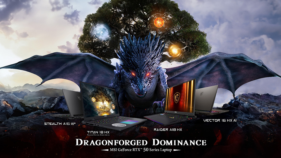 MSI laptop RTX 50 durante l'evento MSIology, con design ispirato alla mitologia norrena e prestazioni avanzate per gaming e creazione di contenuti